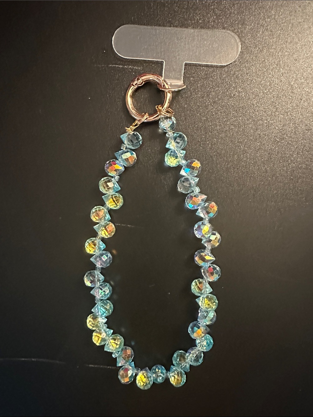 Glass Bead phone charm in Aqua Blue